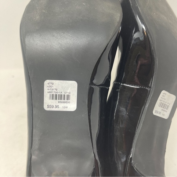 Lane Bryant Black Vegan Leather Peep Toe Pump Heel Size 10 - Picture 8 of 9